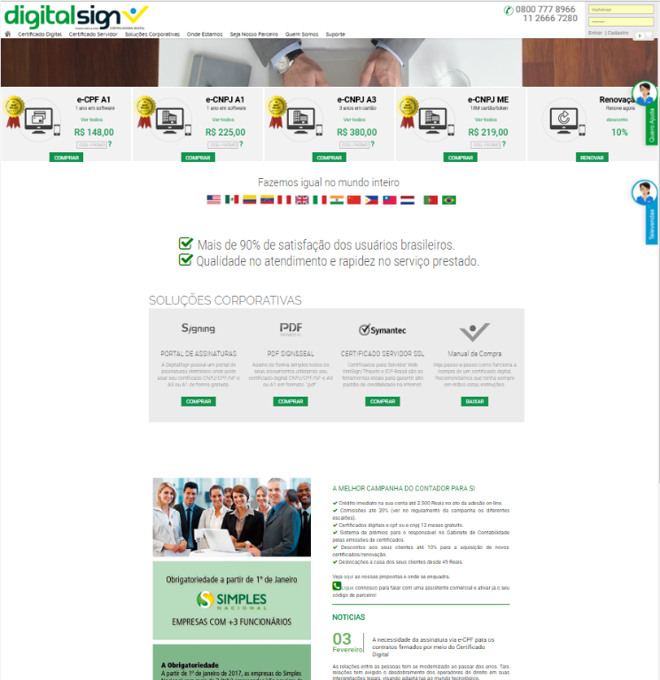 DigitalSign anuncia lançamento do seu novo portal de serviços