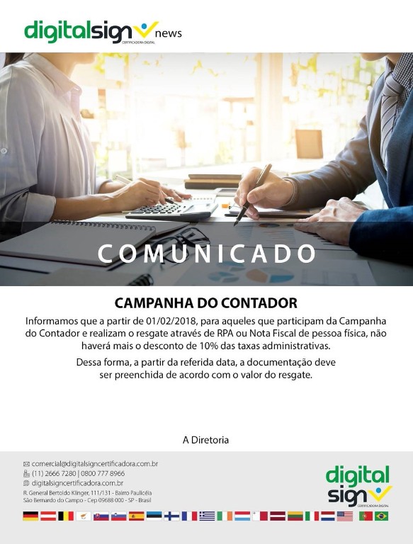 Comunicado: Campanha Contador