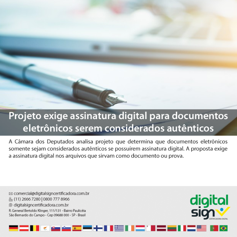 Projeto exige assinatura digital para documentos eletrônicos serem considerados autênticos